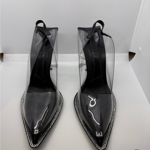 Alexander Wang Transparent and Black Heels with Sparkling Trim - Picture 1 of 5